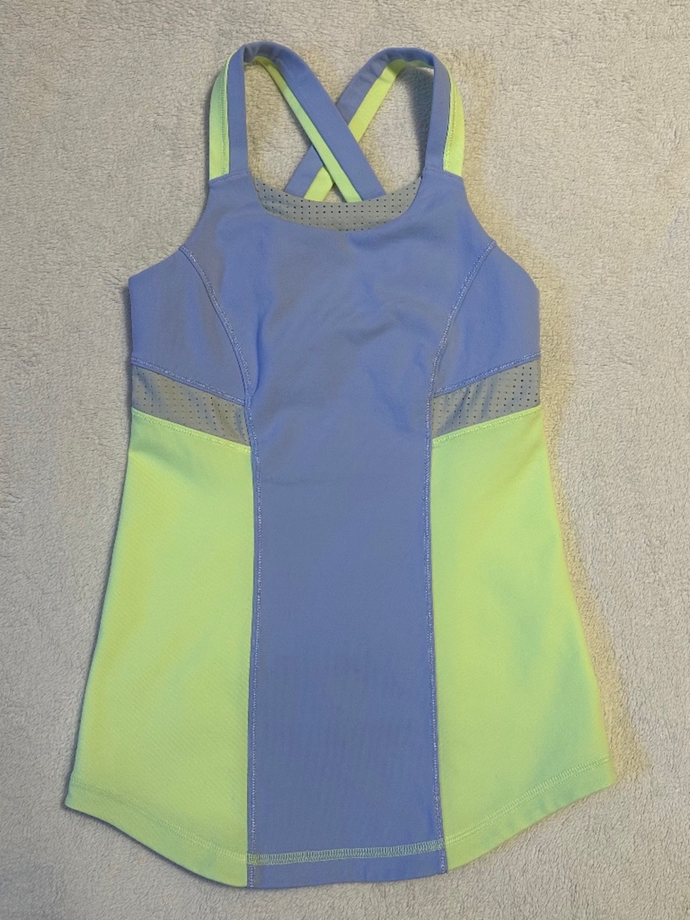 Ivivva Lululemon Rally Point Tank Size 10 Girls Purple Neon Yellow Colorblock